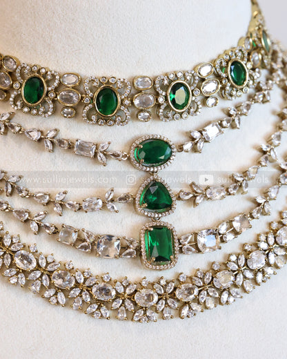 Emerald Oval Victorian Stone Layered Combo