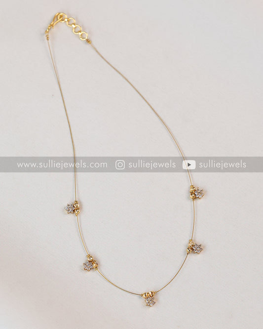 Minimal Diamond Star Invisible Gold String Chain