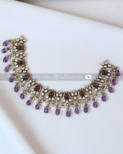 Victorian Polki Diamond Violet Combo ( 4 piece )