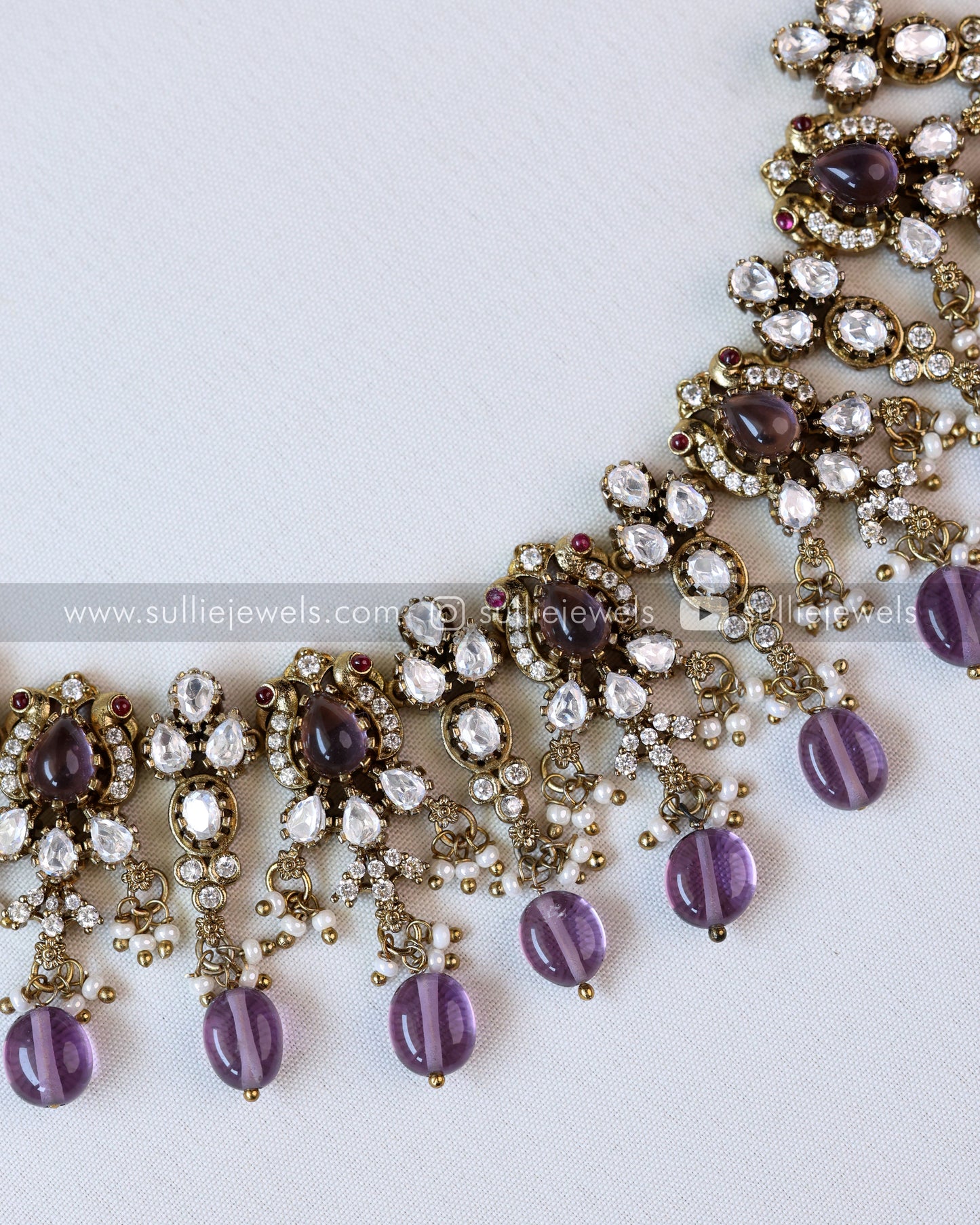Victorian Polki Diamond Violet Combo ( 6 piece )