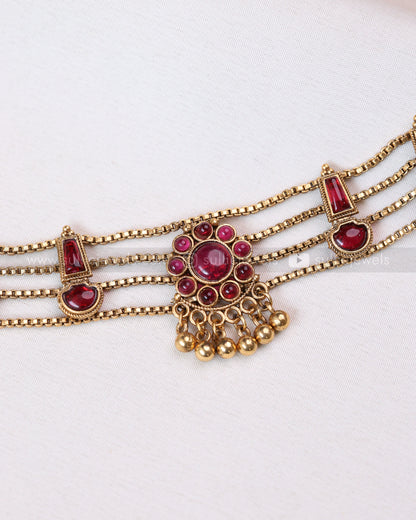 2133 - Sullie Basic - 4 Layer Ruby Palakka Choker with Stud
