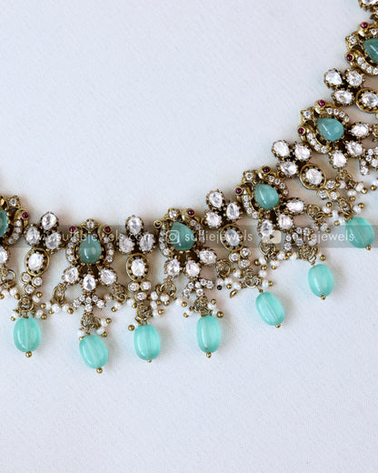 Victorian Polki Diamond Pastel Blue/Green Combo ( 6 piece )
