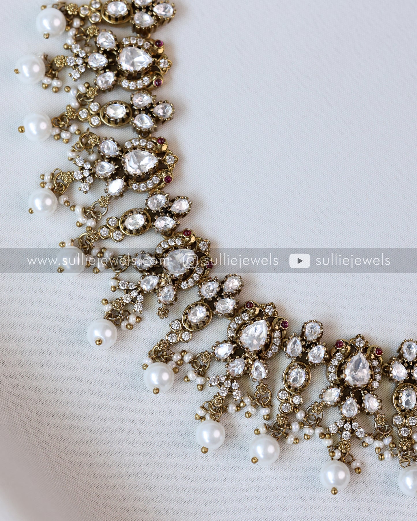 Victorian Polki Diamond White Combo ( 4 piece )
