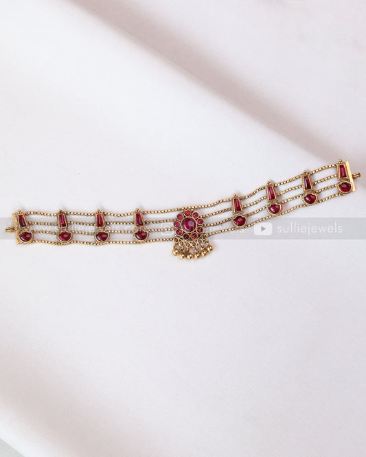 2133 - Sullie Basic - 4 Layer Ruby Palakka Choker with Stud