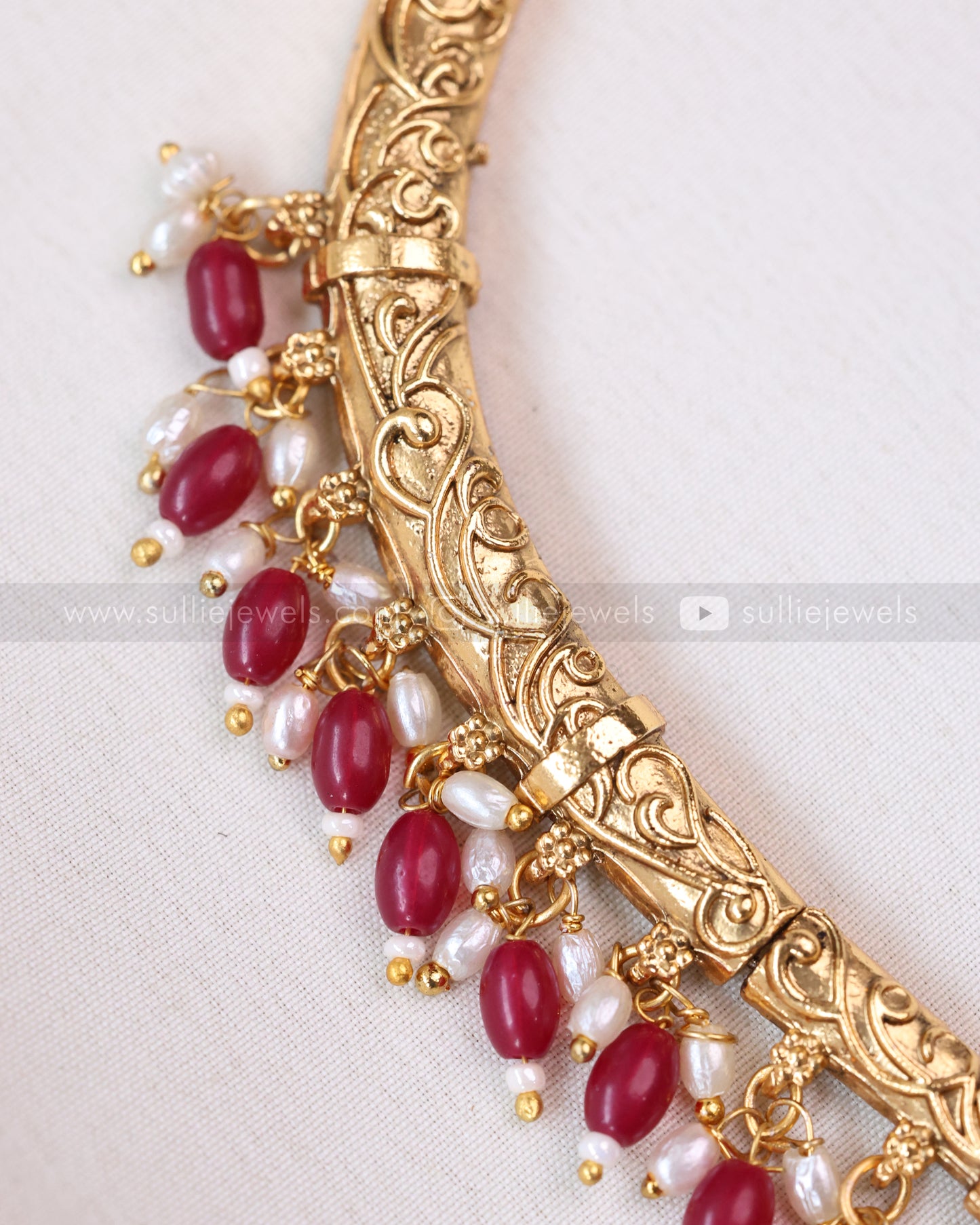 3785 - Sullie Basic Ruby Guttapusalu Hasli with Earrings