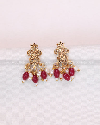 3785 - Sullie Basic Ruby Guttapusalu Hasli with Earrings