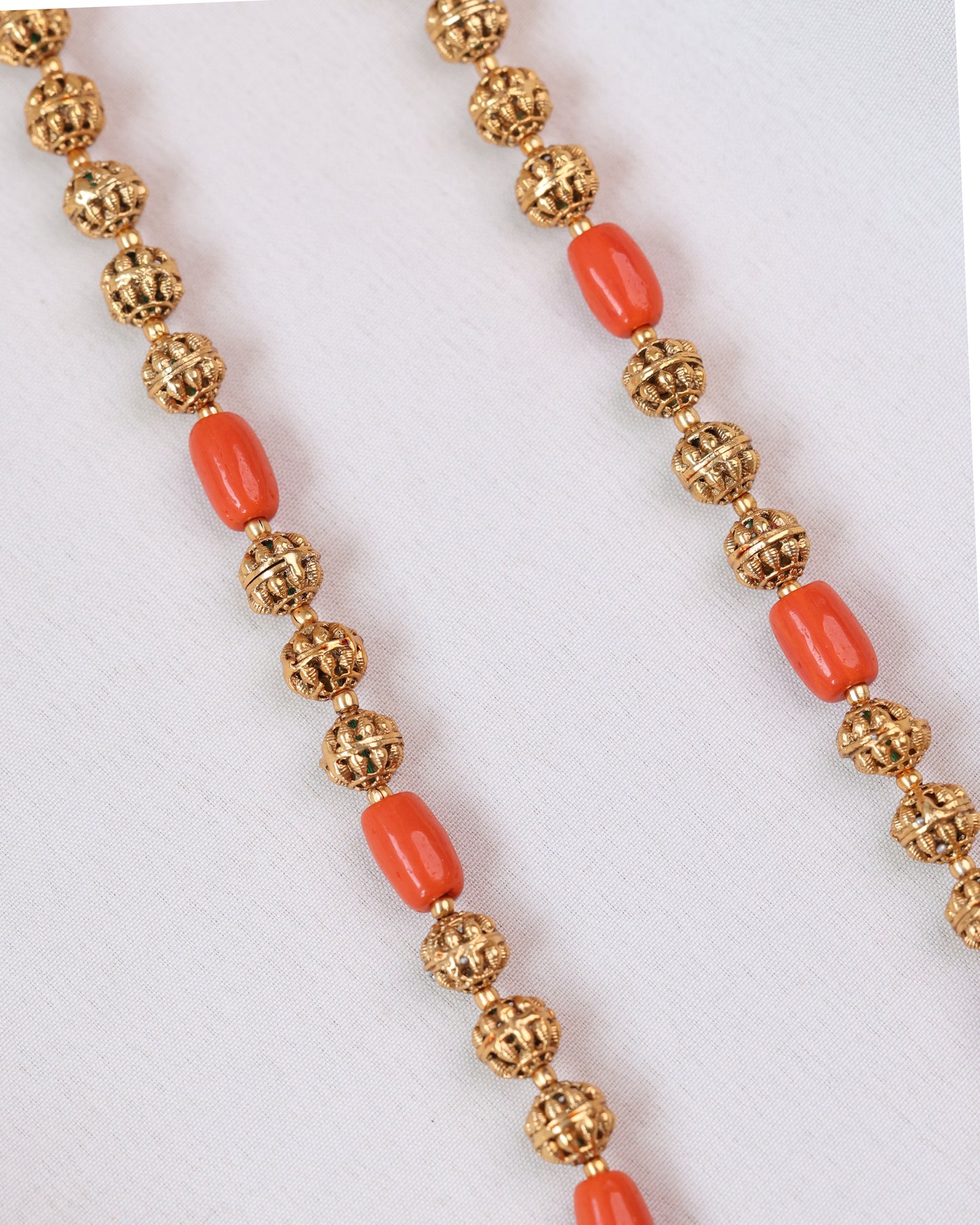 6055 - Sullie Basic Lakshmi Coral Pendant with Chain and Jhumka