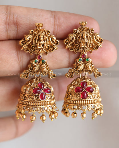 6055 - Sullie Basic Lakshmi Coral Pendant with Chain and Jhumka