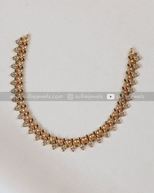 Multicolour Stone Minimal Necklace with Earrings