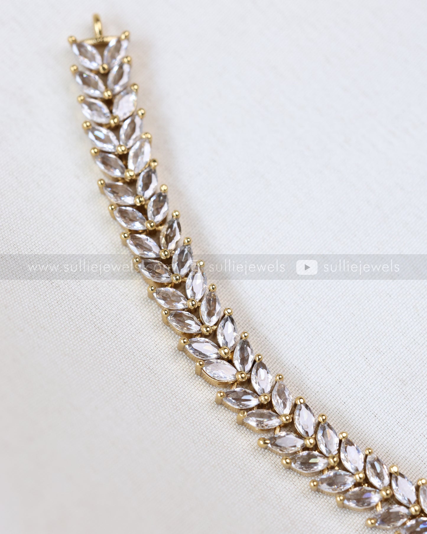 3682 - Violet Raindrop AD Stone Leaf Necklace with Earring