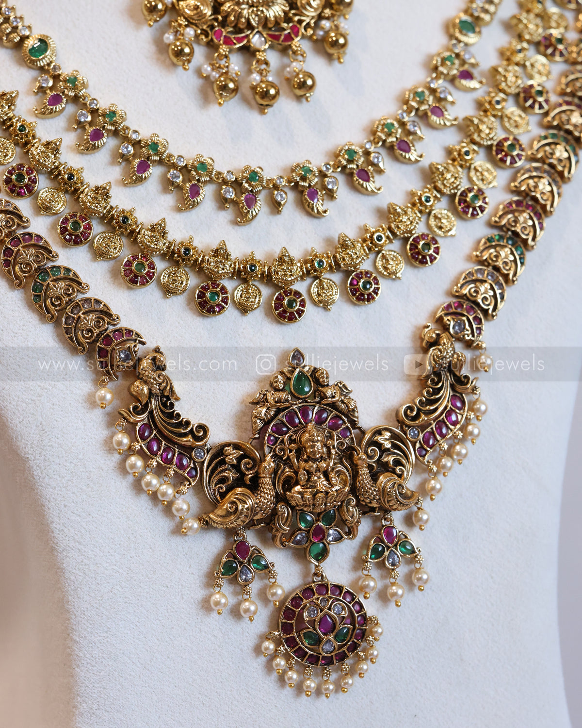 Premium Lakshmi Gold Coin & Stone Bridal Combo ( 7 Piece )