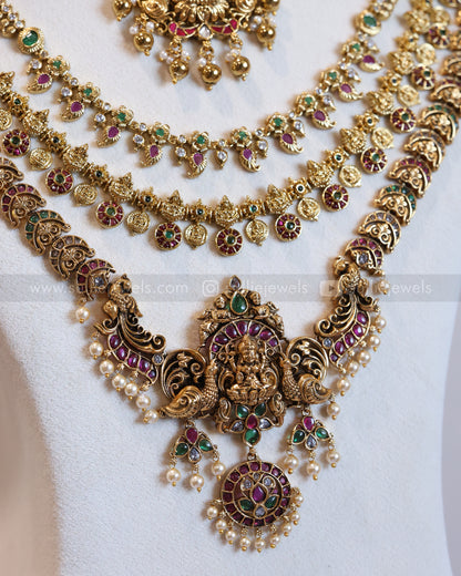 Premium Lakshmi Gold Coin & Stone Bridal Combo ( 7 Piece )