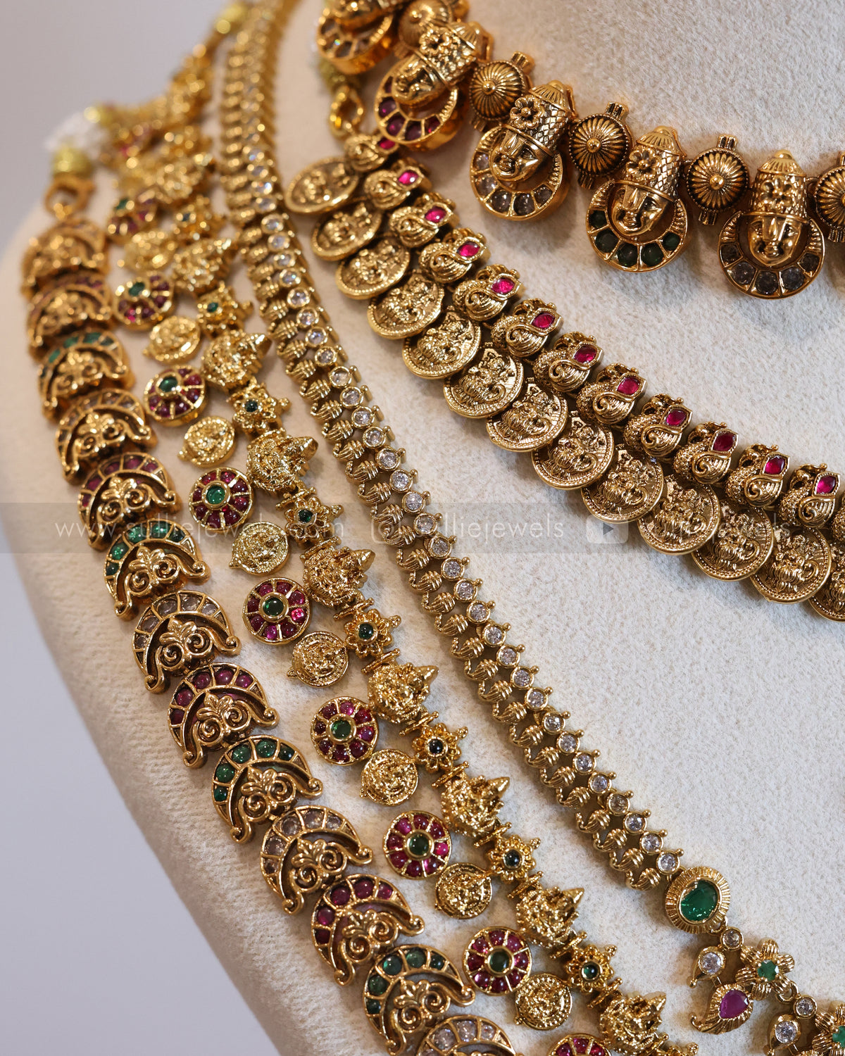 Premium Lakshmi Gold Coin & Stone Bridal Combo ( 7 Piece )