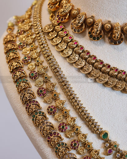 Premium Lakshmi Gold Coin & Stone Bridal Combo ( 7 Piece )