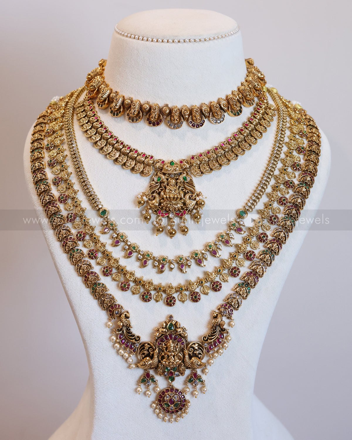 Premium Lakshmi Gold Coin & Stone Bridal Combo ( 7 Piece )