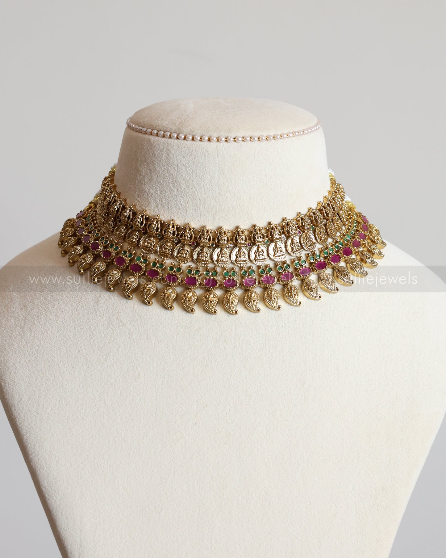 Detailed Gold Coin Ruby Green Mango Layered Combo