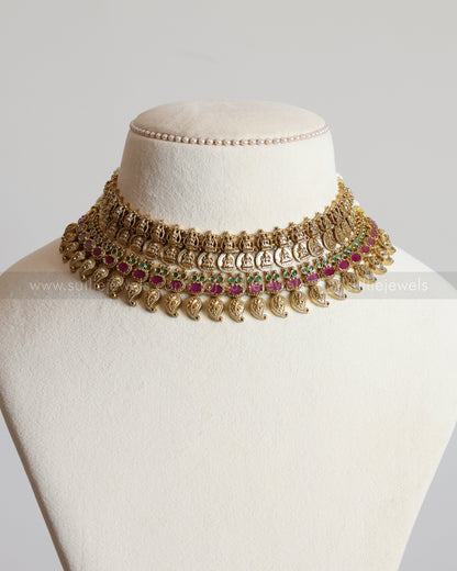 Detailed Gold Coin Ruby Green Mango Layered Combo