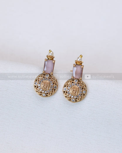 3699 - Lavender Coin Ram Parivar Necklace with Stud