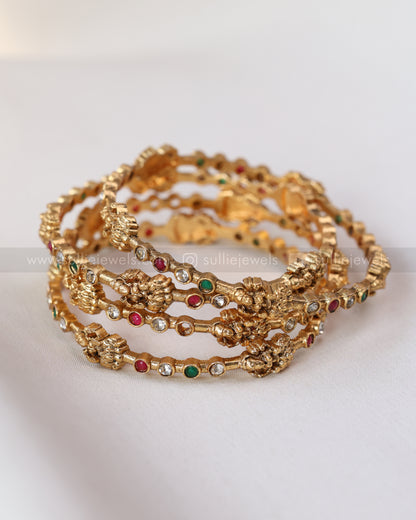 9048 - Sullie Basic Stone & Gold Lakshmi Bangle Set of 4