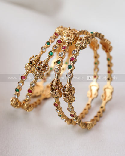 9048 - Sullie Basic Stone & Gold Lakshmi Bangle Set of 4