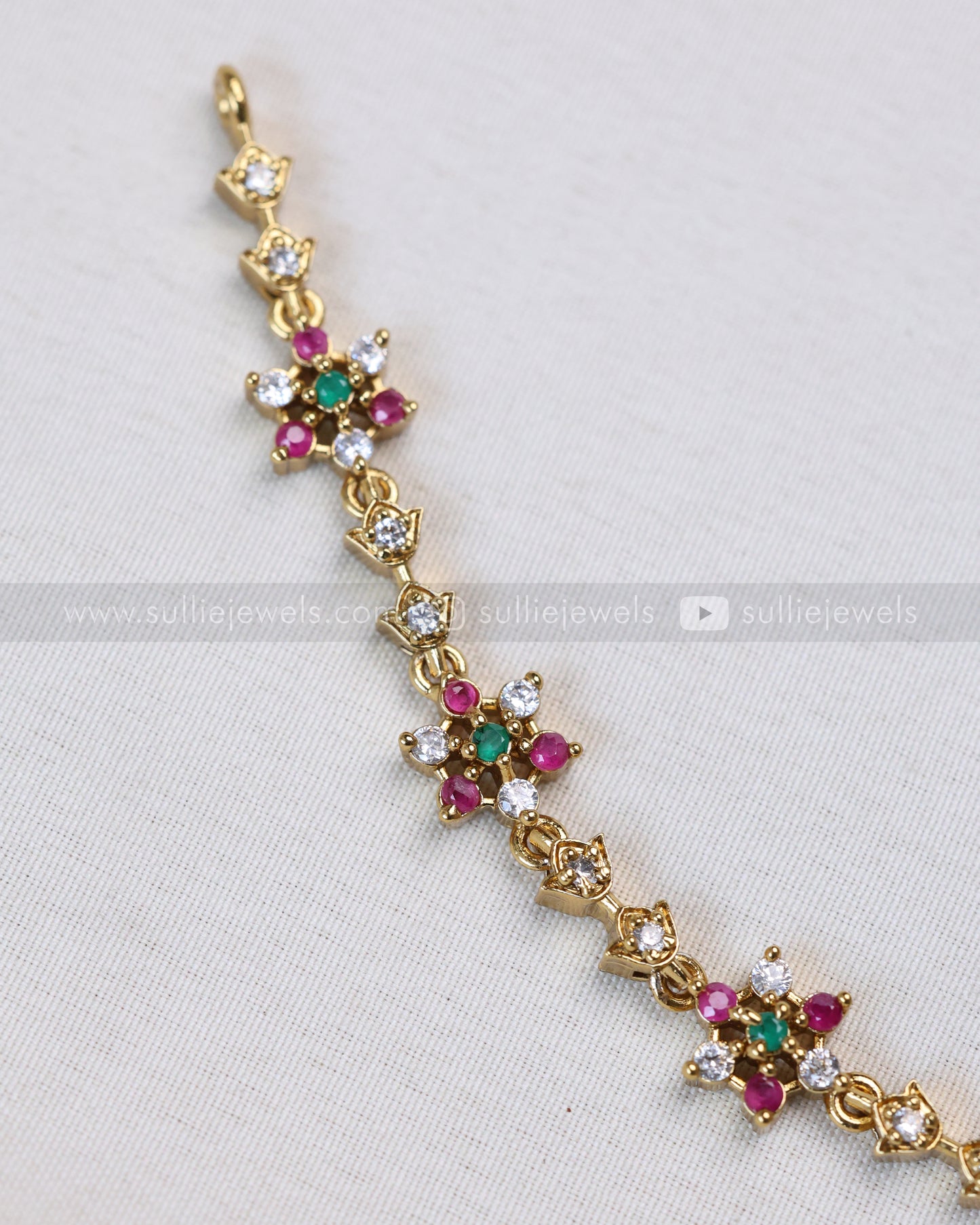 3662 - Multicolour Diamond Web Necklace with Earring