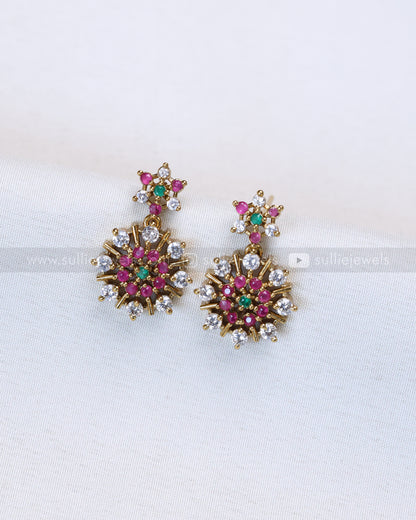 3662 - Multicolour Diamond Web Necklace with Earring