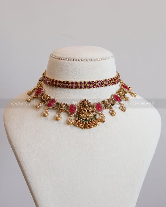 Ruby Stone Lakshmi Layered Combo