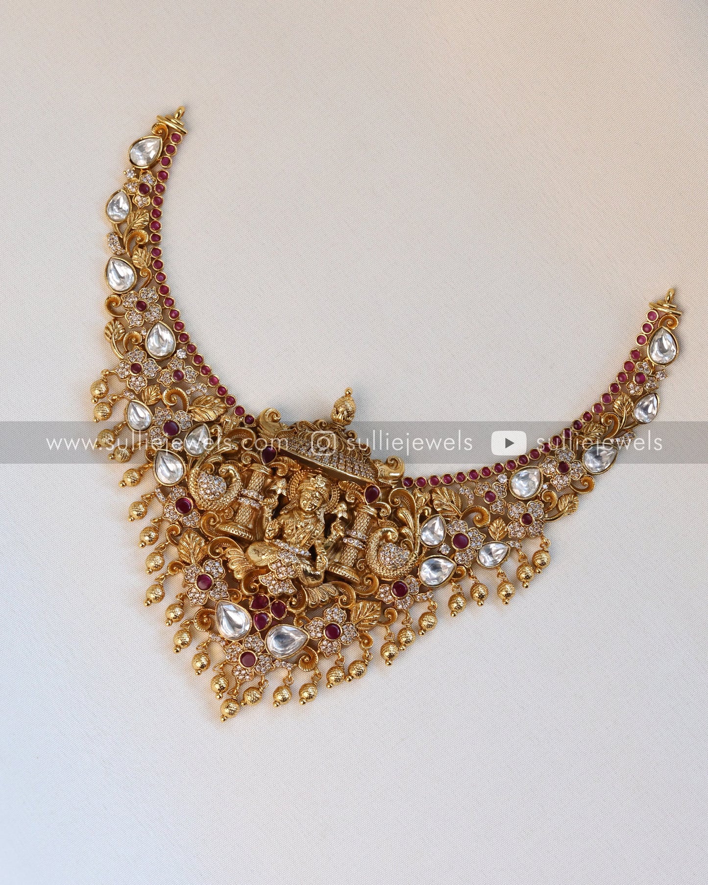 Lakshmi & Peacock Ruby Necklace with Earring