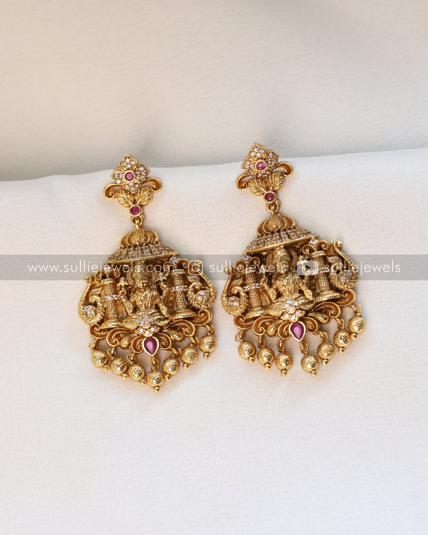 Lakshmi & Peacock Ruby Necklace with Earring