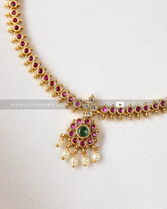 Traditional Attigai Stone Necklace with Earring