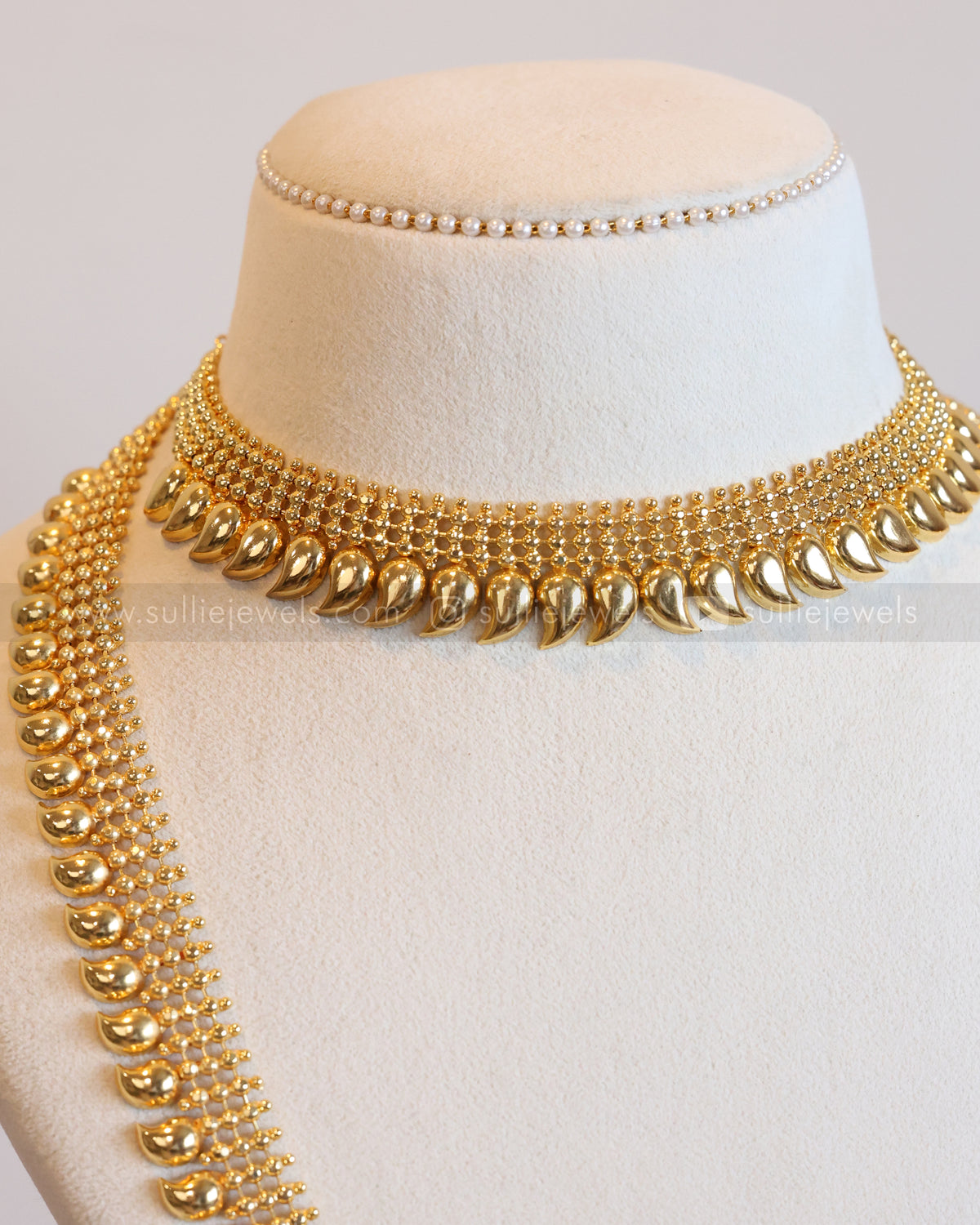 Premium Gold Plated Beaded Mango Bridal Combo ( 3 piece )