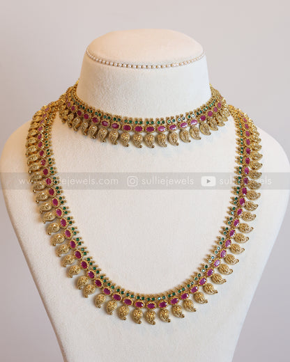 Ruby & Green Gold Mango Bridal Combo ( 3 piece )