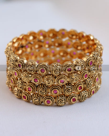 Ruby Gold Bangle - Set of 2