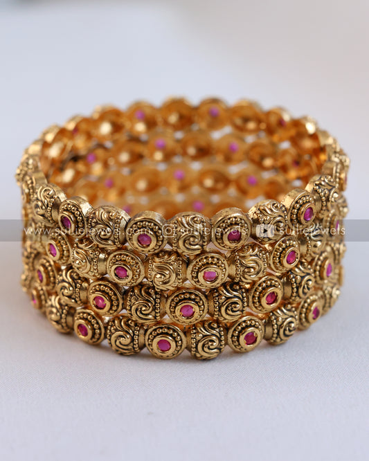 Ruby Gold Bangle - Set of 2