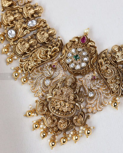 3668 - Goddess Premium Necklace with Earring - Gold Beads