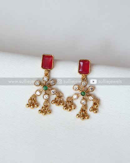 Stone & Flower Necklace with Earring