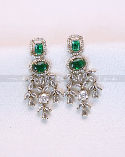 Premium Emerald AD Victorian Layered Necklace Combo - Green