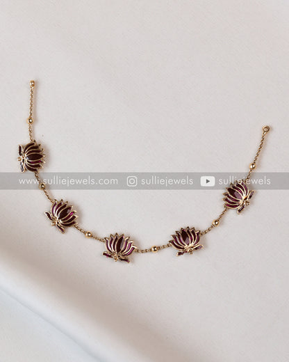 Sullie Basic - Minimal Lotus Necklace/ Choker with Stud - Purple