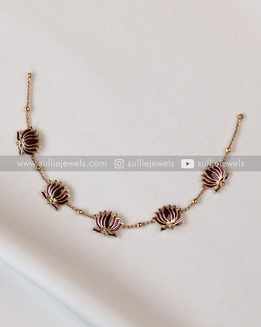 Sullie Basic - Minimal Lotus Necklace/ Choker with Stud - Purple