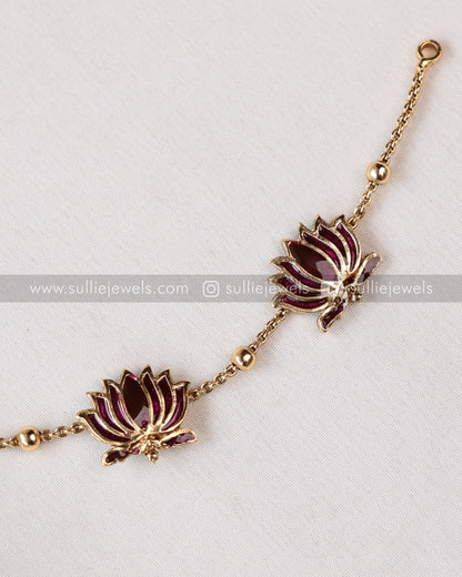 Sullie Basic - Minimal Lotus Necklace/ Choker with Stud - Purple