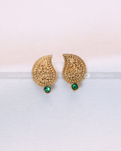 3724 - Sullie Basic - Green Gold Mango Necklace with Stud