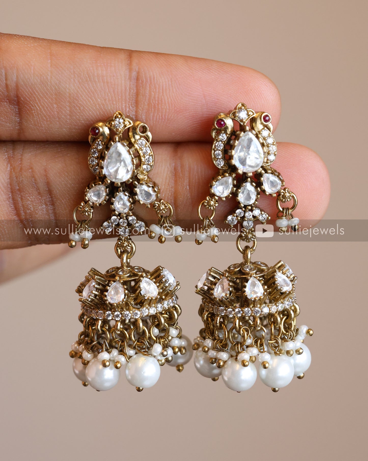 Victorian White Premium Diamond Jhumka