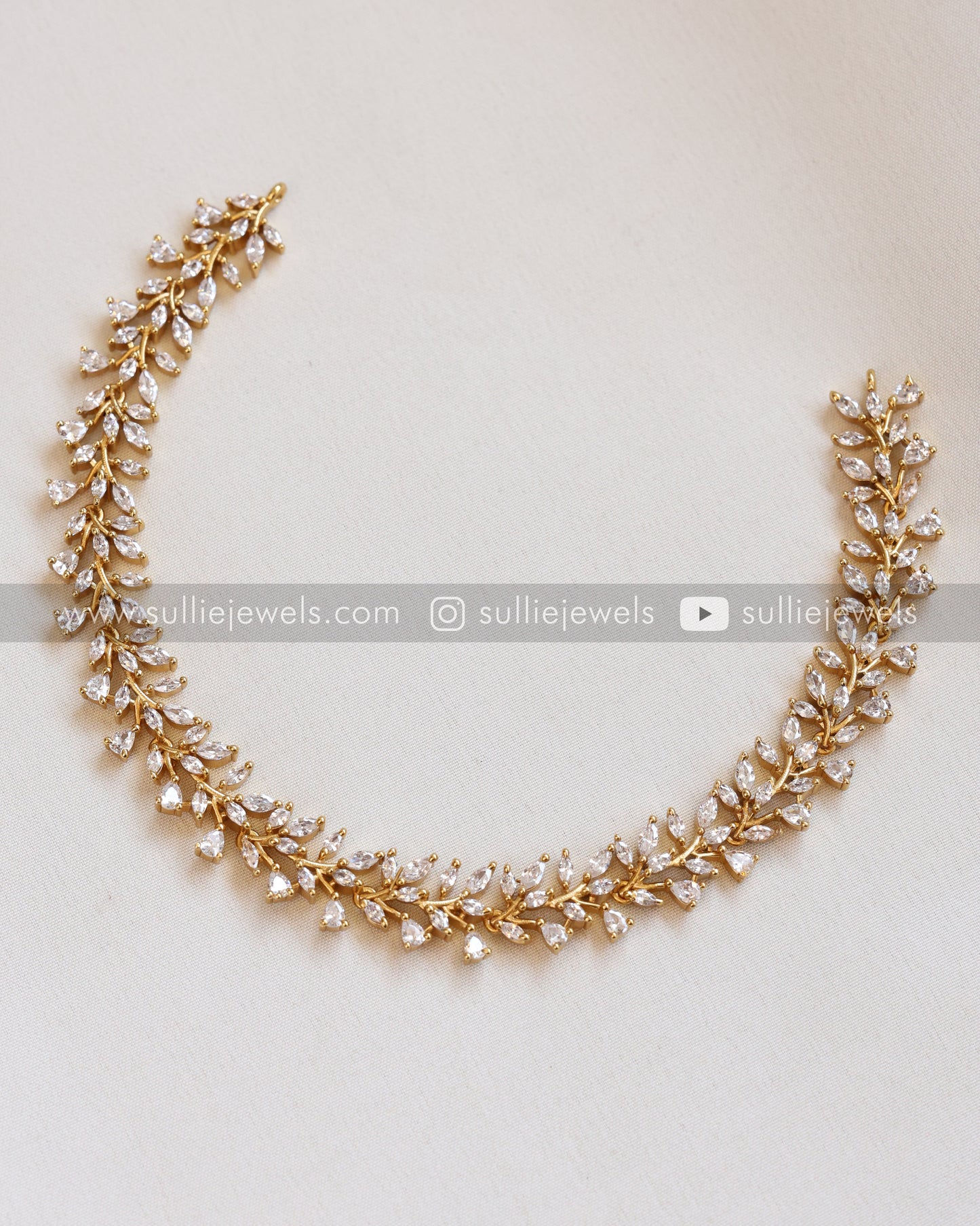 Diamond Leaf Necklace with Earring