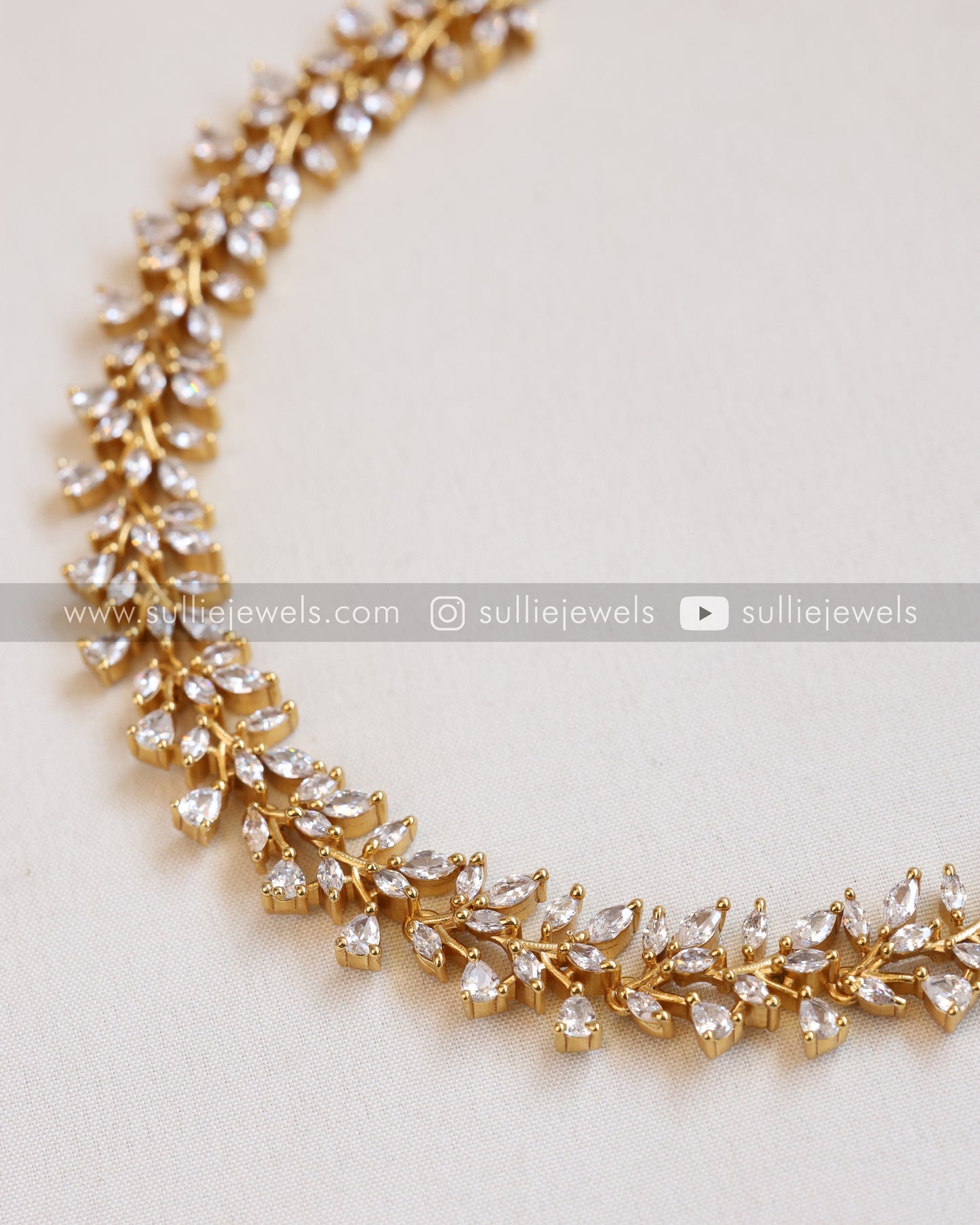 Diamond Leaf Necklace with Earring