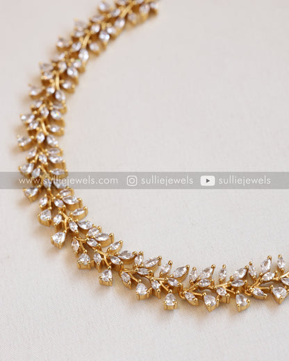 Diamond Leaf Necklace with Earring