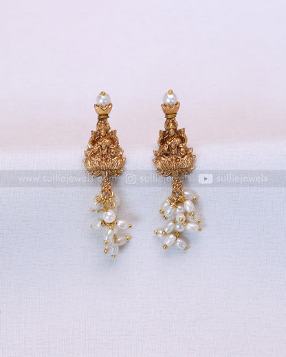 3722 - Sullie Basic - Lakshmi Antique Gold & Pearl Necklace with Stud
