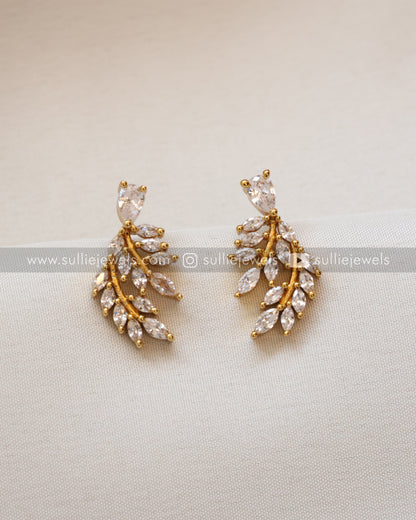 Diamond Leaf Necklace with Earring