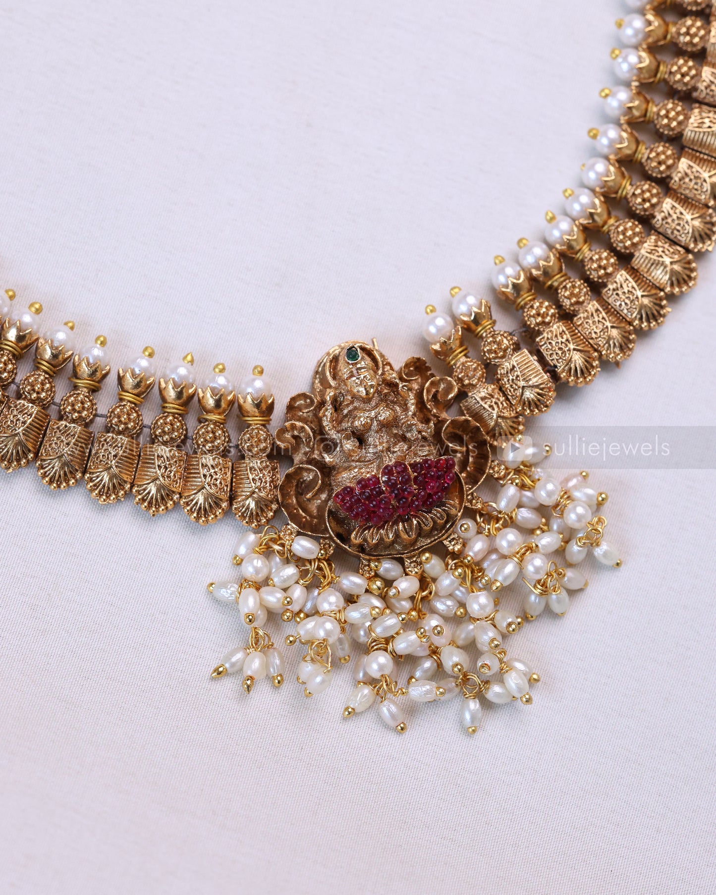 3722 - Sullie Basic - Lakshmi Antique Gold & Pearl Necklace with Stud