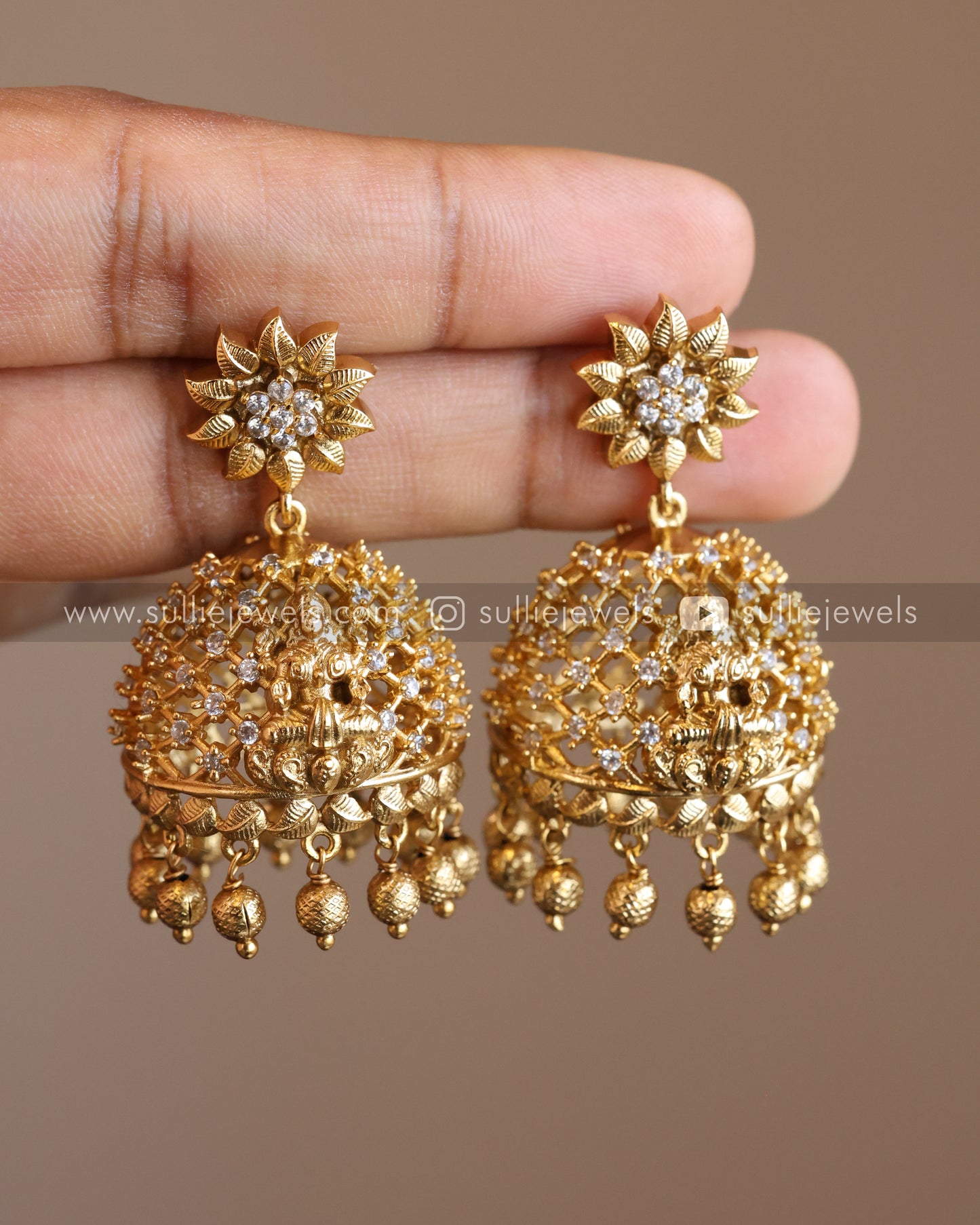 Lakshmi Premium Bridal Choker with Jhumka - Gold Beads