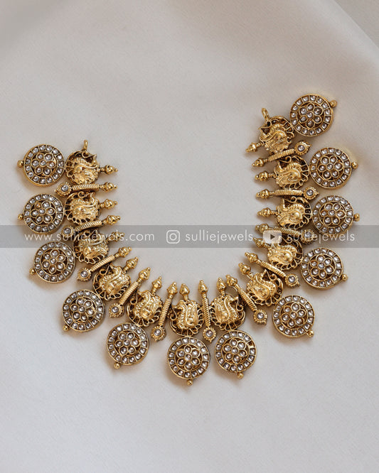 White Premium Heavy Kemp Peacock Necklace with Earring